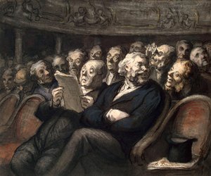 コメディ・フランセーズの幕間、1858年。 作： Honoré Daumier