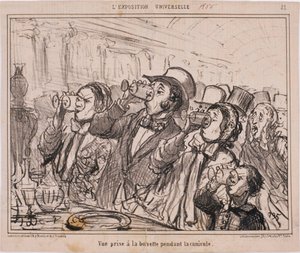 ユニバーサルエキシビション-熱波の間にリフレッシュメントバーで撮影されたビュー 作： Honoré Daumier