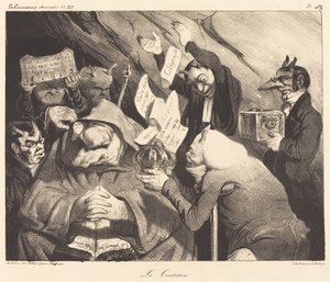 テンプテーション、テニエの絵画のパロディ 作： Honoré Daumier