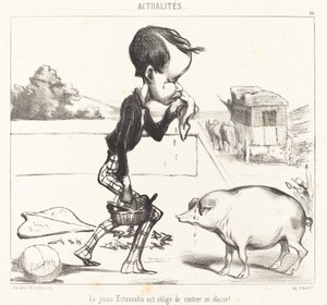 若いエスタンテリンは授業に戻らなければなりません！ 作： Honoré Daumier