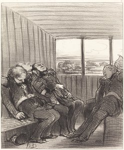 電車での旅… 作： Honoré Daumier