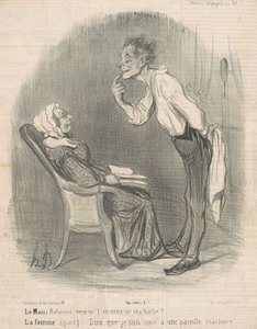 夫。 ボボン、あごひげのプレゼント欲しい？ 作： Honoré Daumier