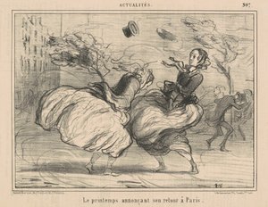 パリへの帰国を発表する春 作： Honoré Daumier