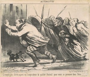 不謹慎だった犬の敵… 作： Honoré Daumier
