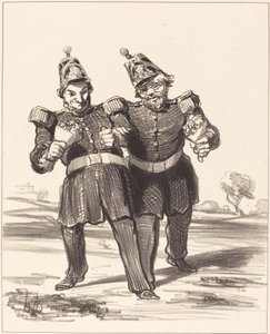 二人の楽しい宴会 作： Honoré Daumier