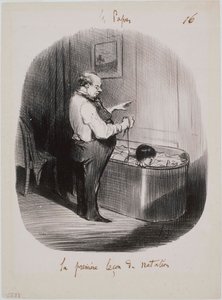 レパパス-最初の水泳レッスン 作： Honoré Daumier