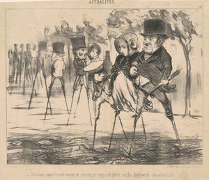 移動する方法を見つけたパリジャン... 作： Honoré Daumier