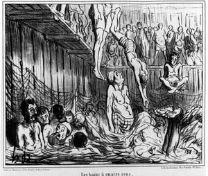 Les bains à foursous：オノレ・ドーミエ（1808-1879）による水泳と四人風呂をテーマにした漫画シリーズ「Sketch d