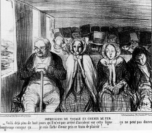 ドーミエの「Les chemins de fer」（1855年11月9日付の「Charivari」紙に掲載）。 作： Honoré Daumier