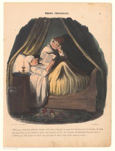 彼の隣に彼の妻と一緒にベッドで読書する男性 結婚の習慣（シリーズタイトル） Moeurs conjugales (オブジェクトのシリーズ タイトル)