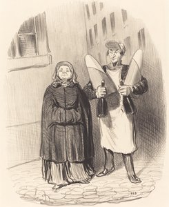 ジャムを作る準備をするマダム・シャポタール 作： Honoré Daumier