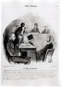結婚のこと不倫の訴え。オノレ・ドーミエ（1808-1879）のイラスト（1840年11月20日付「シャリヴァリ」のニュースに掲載）。 作： Honoré Daumier