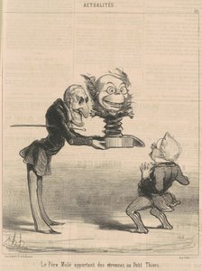 プティ・ティエールに贈り物を運ぶモレ 作： Honoré Daumier