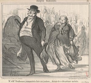 見本市から戻ってきたプルドーム夫妻… 作： Honoré Daumier