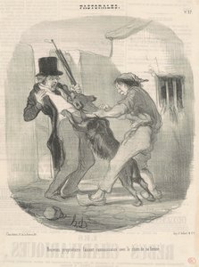 新しい飼い主が犬を知る... 作： Honoré Daumier