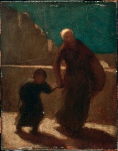 夜の橋の上 作： Honoré Daumier