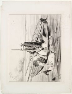 Parisian Boatmen、プレート 14: Man Overboard 作： Honoré Daumier