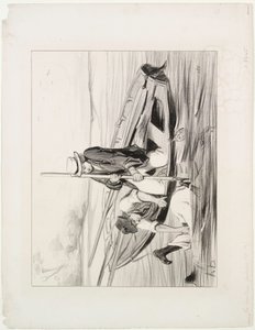 パリの船乗り、プレート14：船外の男、1843年。 作： Honoré Daumier