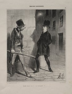 Parisian Emotions、plate 11：What Time is it Please、1839 November 18。 作： Honoré Daumier