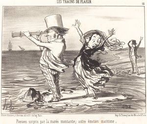 潮に驚くパリジャン... 作： Honoré Daumier