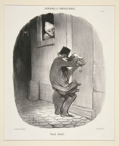 テナントと所有者から、真夜中を渡します 作： Honoré Daumier