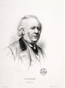 フランスの彫刻家・画家・彫刻家であるオノレ・ドーミエ（1808-1879）の肖像。マサードのエングレーヴィング。寸法：15x11,5cm。アルボー美術館。 作： Honoré Daumier