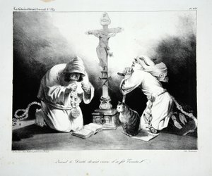 悪魔が古くなると、彼は隠者、パブになりました。 1835 作： Honoré Daumier