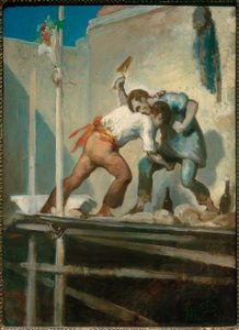傷ついた煉瓦工 作： Honoré Daumier