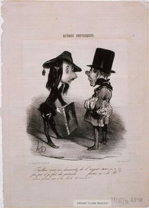 グロテスクなシーン-テーラー...これを取る 作： Honoré Daumier