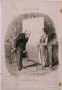 アトリエ-マダムのシーン、光栄です！ 作： Honoré Daumier
