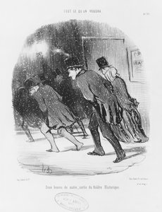 シリーズ「Tout ce qu&39;on voudra」、午前2時、歴史劇場の出口、プレート10、1847 作： Honoré Daumier