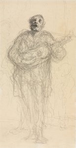 歌うギタリスト (レクト) 作： Honoré Daumier