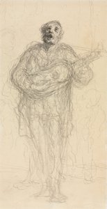 歌うギタリスト、1855〜60年。 作： Honoré Daumier