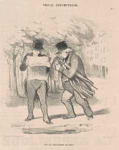 パリの大通りで 作： Honoré Daumier