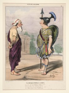 テレマコスは美徳に戻りました。 あまりにも長くエウカリスが占めていた彼の心 作： Honoré Daumier