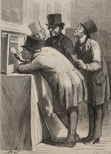 オークションルーム：アマチュア。 作： Honoré Daumier