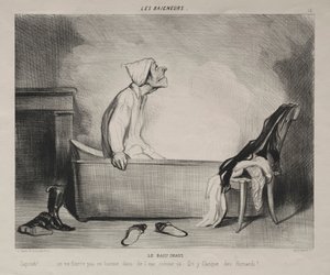 入浴者、プレート12：温浴、1839年10月28日。 作： Honoré Daumier