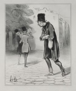 パリのボヘミアン、プレート4：葉巻のコレクター、1841年12月5日。 作： Honoré Daumier