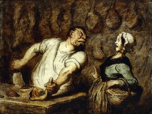 モンマルトル市場の肉屋、1857-58 作： Honoré Daumier