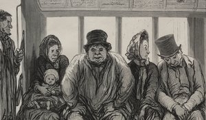 オムニバス：オムニバスの内部。 作： Honoré Daumier