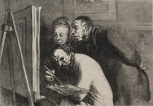 画家：画家とブルジョワ。 作： Honoré Daumier