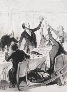 今日の慈善家、プレート8：43dトースト...禁酒協会、1844年。 作： Honoré Daumier