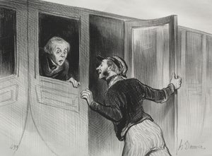 鉄道、プレート11：旅で眠る危険、1843年。 作： Honoré Daumier