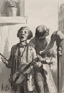 歌手：ストリートシンガー。 作： Honoré Daumier