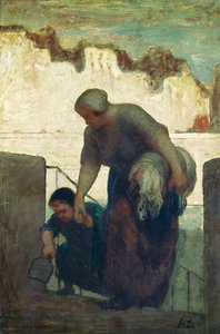 ウォッシャーウーマン、1860〜61年頃 作： Honoré Daumier