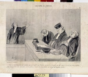 正義の人たち。オノレ・ドーミエ（1808-1879）の漫画、新聞「ル・シャリヴァリ」より、37,5x28。マルセイユ、ロンシャン宮殿、Musee des Beaux Arts。 作： Honoré Daumier