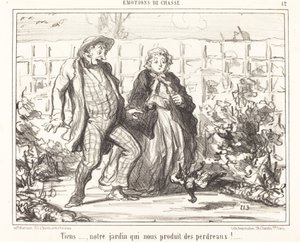 ここ... 私たちの庭は... ヤマウズラを生産しています!... 作： Honoré Daumier