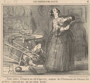 その役割を徹底的に研究しています... 作： Honoré Daumier