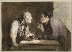 2人の酒飲み、1857年から69年頃 作： Honoré Daumier