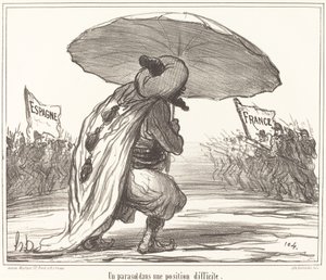 難しい位置の日傘 作： Honoré Daumier
